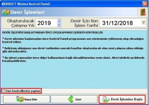 Akınsoft WOLVOX 8 ERP Programı 2019 Yılı Devir İşlemleri